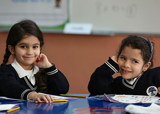 Student working in class